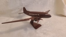 Vintage PacMin-Style Solid Mahogany Douglas DC-3 Model Plane 12