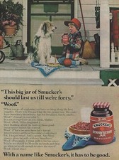 1978 Smucker's Strawberry Jam Boy with Dog vintage PRINT AD 70's Advertisement picture