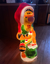 Disney Tigger Lighted Blow Mold Yard Decoration Figure w/ Santa Hat picture
