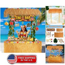 53PCS Abundant Tiki Bar Hut Party Decoration,Portable Outdoor Tiki Bar Kit In... picture