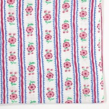 Vtg Feedsack Fabric 1940s 18x21 Cute Pink Stripes Blue Floral Flower Floursack picture