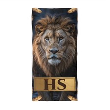 Personalized Lion Beach Towel Custom Name Monogram Oversized XL Gift for Dad picture