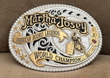 Vintage NOS NIB Gist Sterling OL MARTHA JOSEY World Champion Trophy Belt Buckle picture