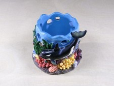 Vintage Sea World Orca(Killer Whale) w/ Colorful Reef Resin Candle Holder 3.5