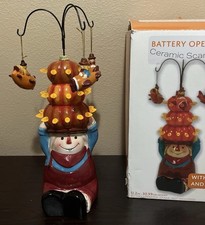 Vintage Gerson International Lighted Ceramic Scarecrow Spinning Carousel picture