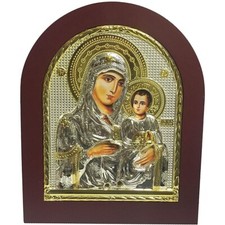 Maria Byzantine Icon Sterling Silver 925 Treated in Metal 24x19 picture