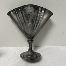 VTG Monarch Silver Co. Siverplate Fan Vase Antique #2931 8x6. Victorian Floral picture