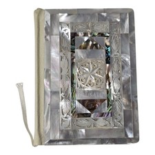 Vtg Mother of Pearl Red Letter New Testament Jerusalem Abalone Bible Inlaid  picture