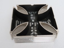 Vintage West Coast Choppers Jessie James Chrome Metal Maltese Cross Ashtray  picture