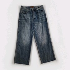 Judy Blue Wilhelmina High Rise Jeans Stretch Baggy Wide Leg 15 Button Fly Raw He picture
