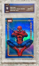 2026 Topps Chrome Marvel Spider-Man Blue Refractor /150 Graded MT-9 POP 1 picture
