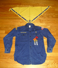 Vintage Cub Scouts Uniform Long Sleeve Shirt and Scarf 1960's picture