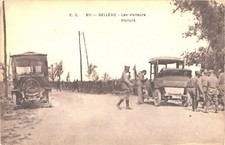 Belleau France WWI Soldiers & Early Cars Military Divided Back Postcard c. 1918 picture