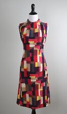 AKRIS $1390 Geo Print Mock Turtleneck Lined Virgin Wool Shift Dress Size US 6 picture