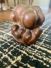 Vintage Weeping Carved Yogi/Buddha 5.5x5.5 Inch Tiger Wood Figurine picture