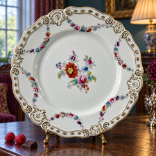 ❖ FIND Antique Chamberlain Worcester Floral Porcelain Plate England c1846 picture