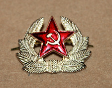 MARKED AUTHENTIC SOVIET RUSSIAN METAL RED STAR & WREATH, Hat Pin end of ERA WW3 picture