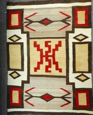 VTG NAVAJO JB MOORE STORM PATTERN WOOL RUG TEXTILE, WATRBUGS 41