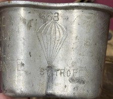 Rare WW2 463rd 101st Airborne paratrooper Trench Art cup & Camo cover  picture