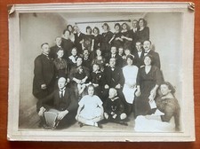 Large Group Of People Man With Accordian Cabinet Photo Antique Early 1900s 5 x 8 picture