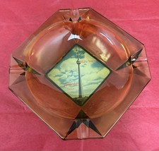 Vintage 1973 CN Tower Toronto Canada Amber Glass Ashtray picture