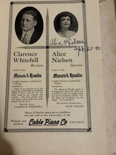 ALICE NIELSEN - AUTOGRAPHED Opera music book and an additional autographed flier picture