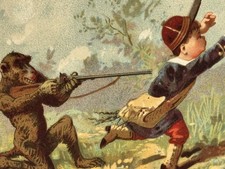 1890s Au Bon Marche Victorian Trade Card Little Boy Chased Away By Chimpanzee picture