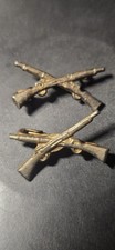 WWI Era US Army Infantry Crossed Rifles Collar Insignia Matching Pinback Pair picture