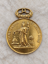 Vintage French Rowing Regatta Medal Pendant Gold Tone 2