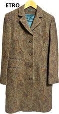 Etro Etro Long Coat Wool Silk Paisley Pattern Made In Italy Women Rare Luxury De picture