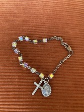 Vintage Sterling Silver 925 Catholic Rosary Bracelet picture