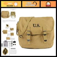 Vintage WW2 US Army Messenger Bag, Canvas Military Shoulder Satchel, Tactical Ha picture