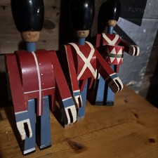 three vintage Kay Bojesen Danish Modern Wooden Royal Guard Soldiers picture