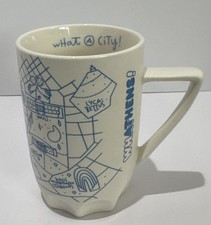 Vintage Athens Greece Landmarks Map Coffee Mug Blue White Ceramic Souvenir picture