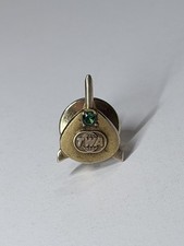 Vintage TWA Airlines Service Gold Lapel Pin Badge w/ Faux Emerald Stone picture