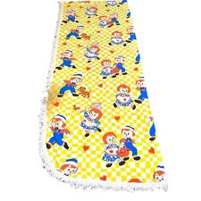 Vtg 70's Raggedy Ann & Andy Yellow Single Twin Bedspread Bobbs-Merrill Damaged picture