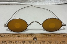 Original Antique Civil War Era Amber & Frosted Sharp Shooter Glasses Spectacles picture