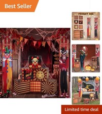 6 Pcs Halloween Creepy Circus Clown Boxes Hanging Banners picture