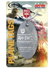 USMC Bell AH-1W Super Cobra 163941 Gray Aluminum Helicopter Plane Skin Bag Tag picture