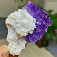45G Natural rhodochrosite with purple fluorite crystal mineral specimen healing picture