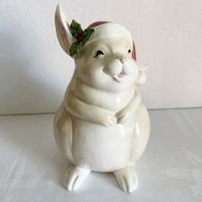 Vintage 1984 Fitz And Floyd Happy Christmas Bunny Cookie Jar Japan Retired picture