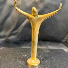 Vintage Mid Century Modern Brass Jesus Figurine Abstract Risen Christ MCM 6.25