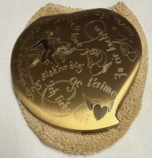 Vintage1940’s Womens Elgin American I Love You Heart Shape Cupid Powder Compact picture