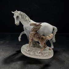 antique Porcelain Hutschenreuther mare and foal Germany lipizzan Dapple Grey picture
