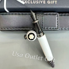 MONTBLANC Daniel Defoe Writers Edition White Fountain Pen w/ Pouch Rare Gift  picture