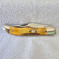 KA-BAR Union Cut Co. X11/77 1977 Bone Handle Lockback Pocketknife Clip Pt picture