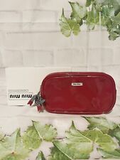 Miu Miu Small Red Patent Leather Cosmetic Clutch Bow , Pouchette Pouch picture