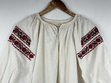 Antique Hand Embroidered Peasant Dress Ukrainian Vyshyvanka Old Linen Shirtdress picture