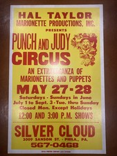 Vintage Hal Taylor Punch & Judy Circus Poster 14x 22 Philadelphia picture