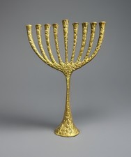 Vintage Mid Century MCM Brass Menorah Signed Listed Artist Leonard Meiselman  picture